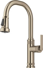 KRAUS Allyn Industrial Pull-Down Single Handle Kitchen Faucet in Spot-Free Antique Champagne Bronze, KPF-4102SFACB