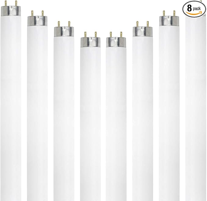 DYSMIO Lighting 15 Watt T8 Straight Tube, Medium Bi-Pin Base, 6500K - Daylight Pack of 8