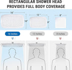 G-Promise All Metal 16 Inch Shower Head with Massage Mode Handheld, Rain Shower Head with Handheld Spray Combo, 3-Way Diverter with Pause Setting, 12 Inch Adjustable Extension Arm (Chrome)