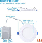TORCHSTAR Basic Series 12-Pack 4 Inch Ultra-Thin LED Recessed Lighting with Junction Box, CRI90, Aluminum, 5000K Daylight, 5%-100% Dimmable Slim Recessed Downlight, 9W 810LM, ETL and Energy Star