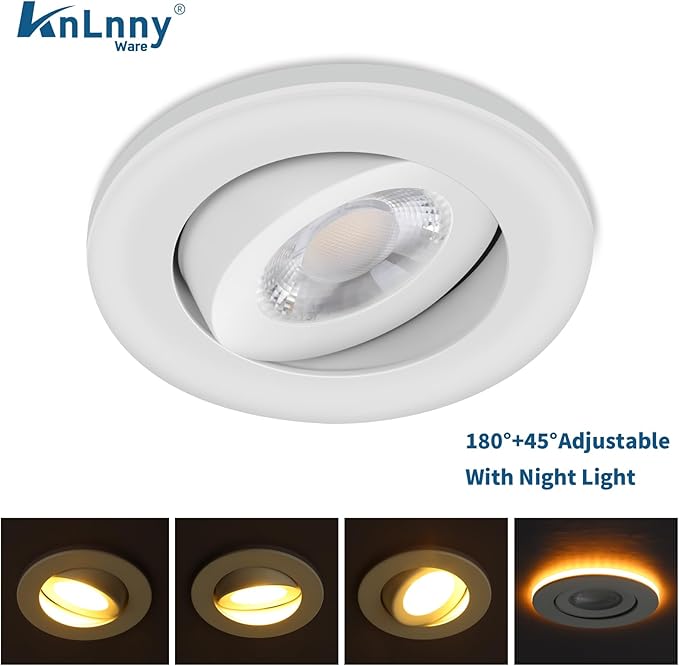 Spot Lights Indoor 4 Inch with Night Light, Outdoor recessed Lighting with Junction Box,9W 750LM Dimmable ETL Listed, Airtight, 5CCT Selectable