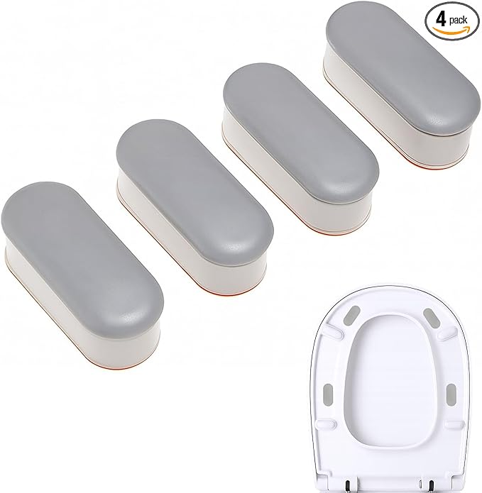 4 Pack Universal Toilet Seat Bumpers Stable Toilet Seats, Noise Reduction, and Easy Installation Equipped with Durable Adhesive Fits Most Toilet Models