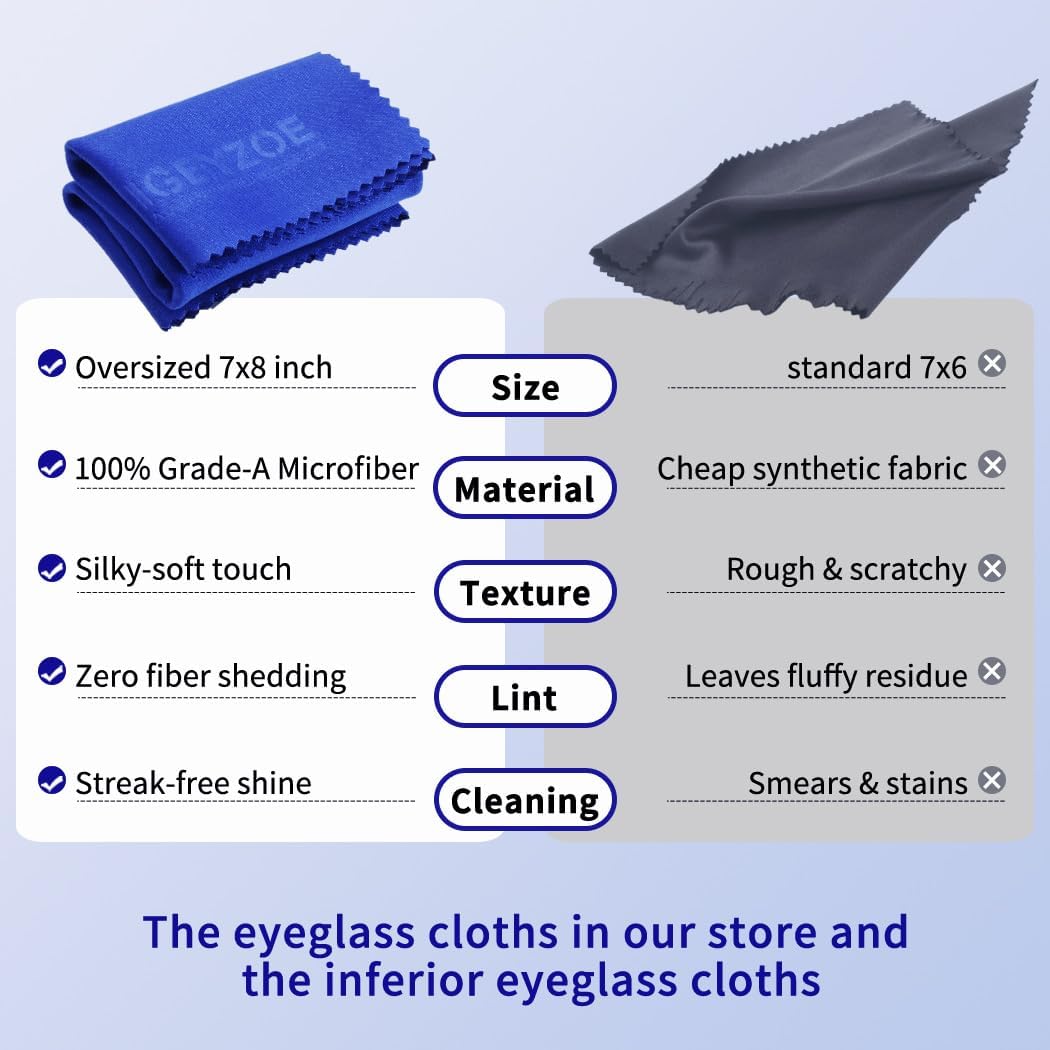 20 Pack Microfiber Glasses Cleaning Cloths - Glasses Wipes Ultra Soft & Reusable Eyeglass Lens Cleaner for Eyeglasses, Cameras, Phones