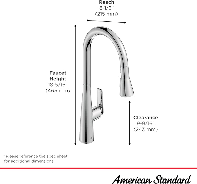 American Standard 104881DC00 Aspirations Single-Hole Kitchen Sink Faucet with Pull-Down Sprayer, 1.8 GPM, Stainless Steel