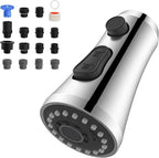 Hibbent Pull Down Spray Head for Kitchen Faucet, 3-Function Spray Nozzle with 15 Adapters, Straight Sink Faucet Head Replacement Compatible with Moen, Delta, Kohler, American Standard, Chrome