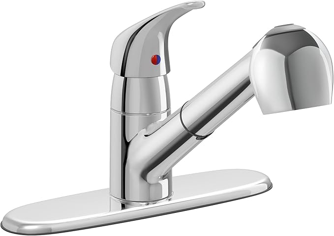 PROFLO PFXCM1M2067 Edgebrook 1.5 GPM Single Hole Pull Out Kitchen Faucet - Includes Escutcheon - Chrome