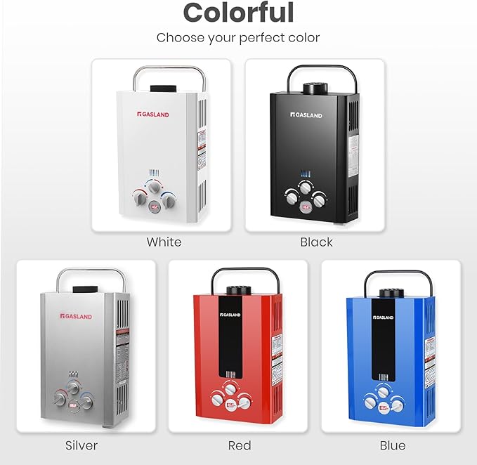 GASLAND Outdoors Tankless Water Heater Propane,1.58GPM 6L Portable Gas Water Heater, Overheating Protection, Easy to Install, for RV Cabin Barn Camping Boat, Red, BE158R