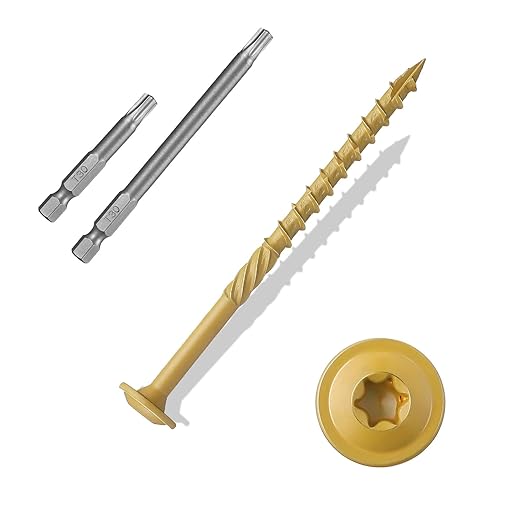 Lag Screws #14×4", 100PCS Heavy Duty Construction Screws, Rust Resistant, Washer Head, Bronze Coated External Wood Screws, Trusss Lag Screws, 2PCS T30 Star Bit Included