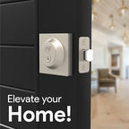 Mega Handles - Prime Deadbolt I Entry Deadbolt Lock - Heavy Duty Square Locking Deadbolt for Left or Right-Handed Doors - Interior/Exterior - Satin Nickel