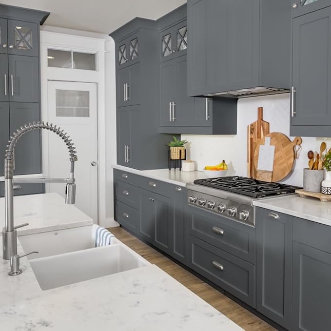 Nuvo Earl Grey Cabinet Makeover Kit - Easy DIY 7-Piece Set, Classic Charcoal, Long-Lasting Finish