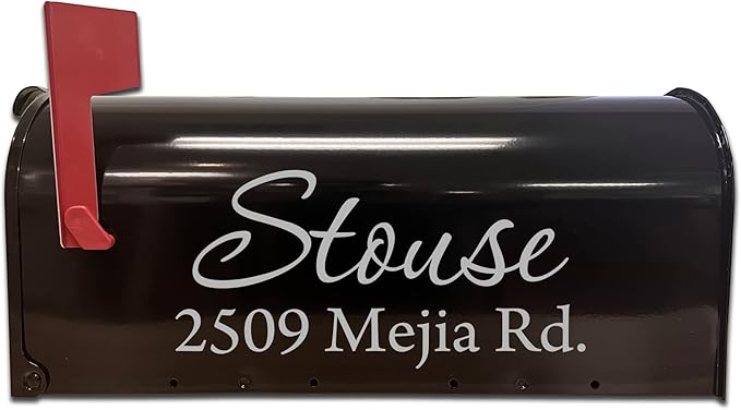 Mailbox Decals Personalized Address and Street Name Outdoor Stickers VWAQ-CMB1 (12 Inch X 6 Inch, Silver)