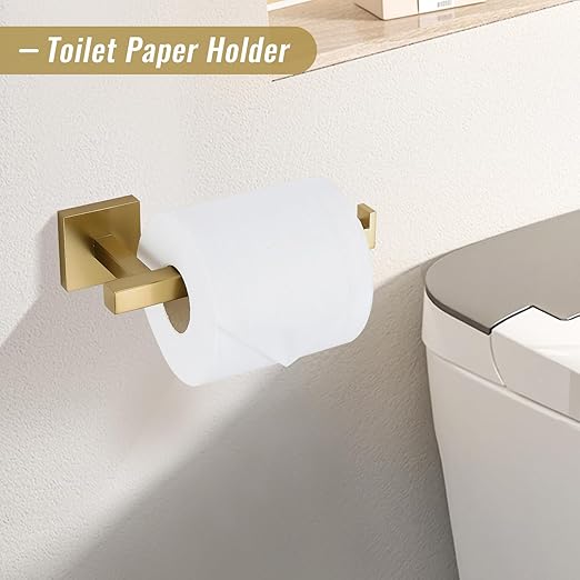 YACVCL Towel Bar Set, 5-Piece Brushed Gold Bathroom Hardware Set, Gold Bathroom Accessories Set, SUS304 Stainless Steel 23.6 Inch Towel Holder Towel Racks Set Wall Mounted