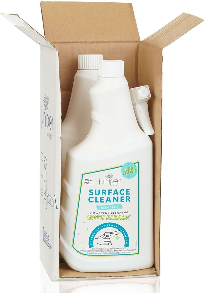 Juniper, Surface Cleaner With Bleach, All-Purpose Cleaner for Bathroom, Kitchen, Toilet, 25 Fl. Oz Trigger Spray Bottle, (Pack of 6), Total 150 Ounce
