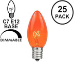 Novelty Lights 500 Case C7 Outdoor Christmas Replacement Bulbs, Amber/Orange, C7/E12 Candelabra Base, 5 Watt, 500 Bulbs