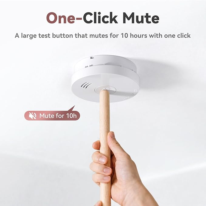 Smoke Detector 10 Year Battery, Smoke Fire Alarm with Photoelectric Sensor, Easy to Install with Magnetic Mount, Smoke Detectors with Silence Button & LED Lights for Home, 8 Pack