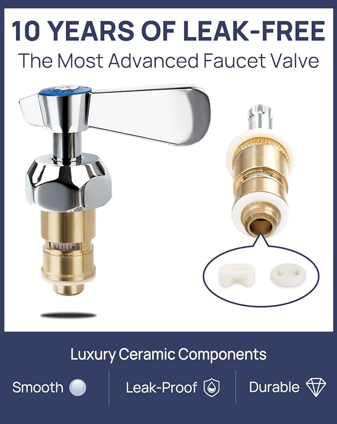 Lead-Free Faucet Handle Repalcement Valve Stem Repalcement Assembly, Commercial Faucet Parts for Kitchen Sink Faucet, Brass Constructed with Ceramic Disc, Blue for Cold