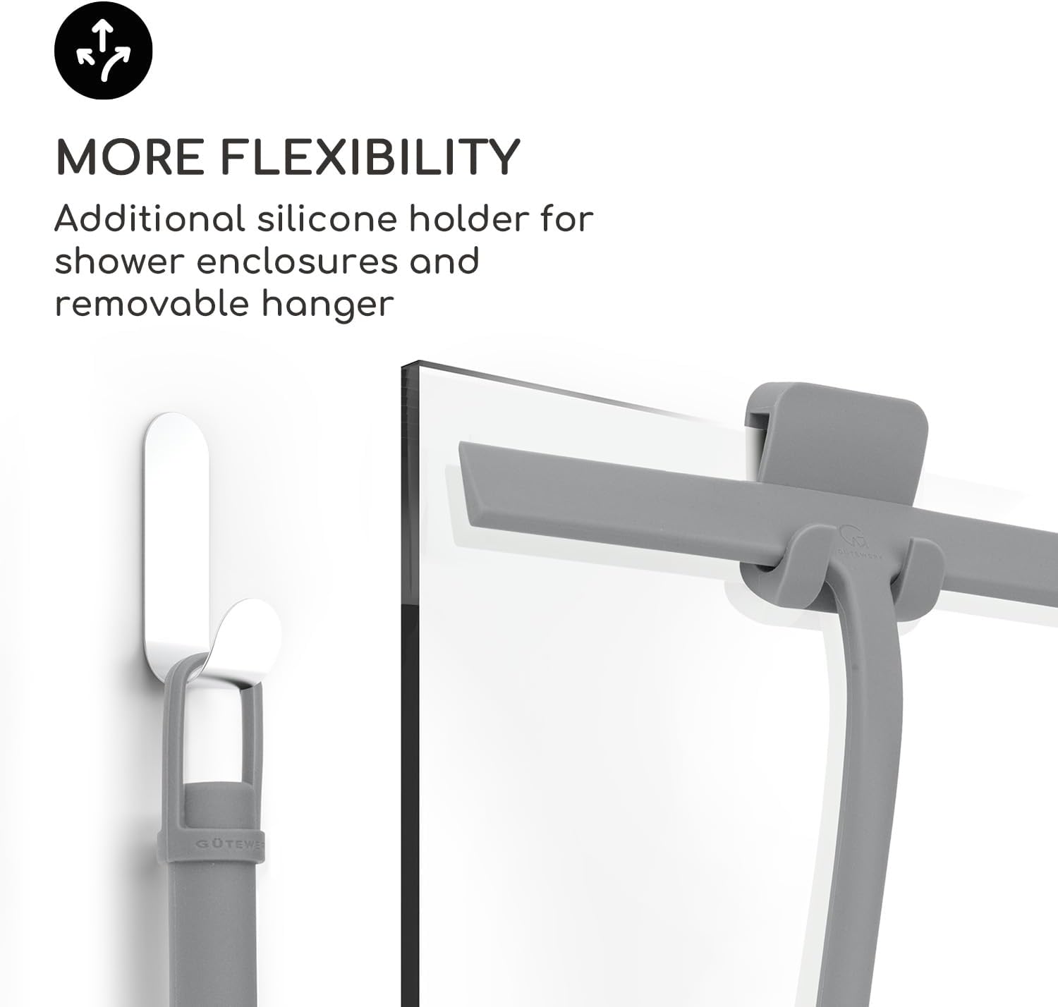 GÜTEWERK Shower Squeegee for Glass Doors, Silicone Window Squeegee, Bathroom and Glass Cleaning - Gray - 11 Inch