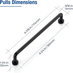 JOY DECOR Cabinet Pulls – 6-1/4 Inch Hole Center, Matte Black, 5 Pack, Zinc Alloy Cabinet Handles for Drawers & Cupboard – Vintage Style Hardware for Kitchen, Bathroom, Dresser, Furniture Makeover