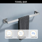 Brushed Nickel Bathroom Towel Bar Set Bathroom Accessories Hardware Set Including Towel Bar Towel Ring Coat Hook and Toilet Paper Holder with Shelf. Wall Mounted Stainless Steel
