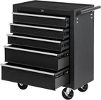 5 Drawers Metal Rolling Tool Chest on Wheels, Lock Tool Box Tool Organizer Cart, Multifunctional Drawers Rolling Tool Trolley Storage Cabinet for Garage,Warehouse,Workshop,Repair Shop(BLACK)