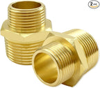 Hooshing 2PCS 1" NPT Male to 3/4" NPT Male Brass Pipe Fittings Reducing Hex Nipples Adapter for Plumbing