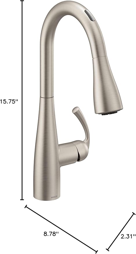 Moen Essie Spot Resist Stainless Smart Faucet Touchless Pull Down Sprayer Kitchen Faucet with Voice Control and Power Boost, 87014EVSRS