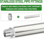TAISHER 2PCS Stainless Steel Pipe Fittings, 3/4" NPT Female x 3/4" NPT Female Threaded, 12" Length Thickened Nipple Cast Pipe