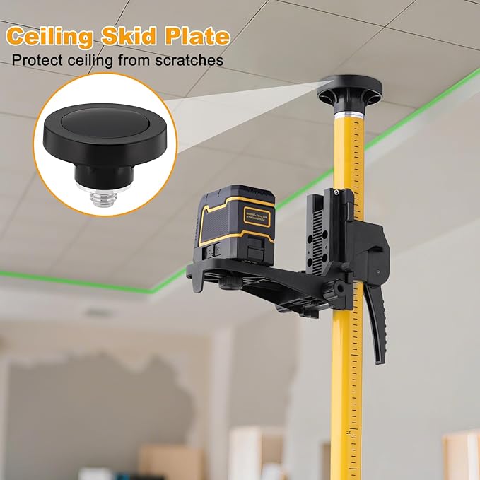 Laser Level Pole with Tripod, Professional 12 Ft./3.7M Telescoping Pole Laser Stand Tall Mount for Rotary Line Lasers, Aluminum Material with 1/4" & 5/8" Threaded Mount Adapter, with Bag