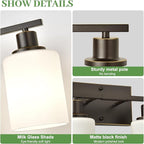 4-Light Bathroom Light Fixtures, Vanity Light with Milky White Shades, Oil-Rubbed Bronze Bathroom Light Fixtures Over Mirror, Modern Bathroom Wall Lamp for Mirror Living Room Cabinet Bedroom