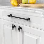 Amerdeco 10 Pack Matte Black Cabinet Pulls 7.5 Inch(192mm) Hole Center Drawer Pulls Cabinet Hardware Kitchen Cabinet Handles for Bathroom ZH0069