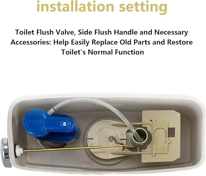 Toilet Flush Valve & WC Lever Replacement Parts,Side Mount Flush Handle Kit,9.8-Inch Solid Copper Rod with Chain,Compatible with 3-Inch One-Piece Toilets,TOTO THU Series Tank Repair Parts