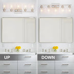 5 Light Bathroom Light Fixtures Brushed Nickel Vanity Light Over Mirror Modern Farmhouse Wall Lighting Sconces Wall Lamp for Bathroom, Bedroom, Living Room E26 Socket with Glass Shade