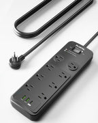 Surge Protector Power Strip 10FT, PLUGTUL Surge Protector with 8 Outlets - Spacious Design for Large Plugs, Flat Plug, 20W USB C Charging for Home, Office, ETL Listed, 2040J