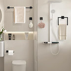 YACVCL Black Towel Bar Set 5-Piece Bathroom Hardware Accessories Set,SUS304 Stainless Steel Towel Rack Set,23.6 Inch Towel Bar,Toilet Paper Holder,Towel Ring and Towel Hooks,Wall Mounted