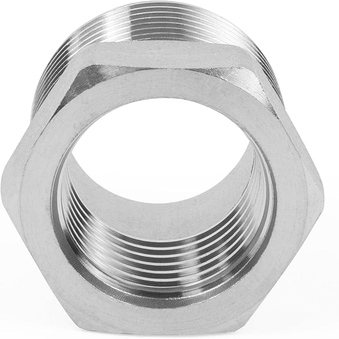 ChillWaves 304 Stainless Steel Pipe Fitting, Reducer Hex Bushing 3/8" NPT Male x 1/4" NPT Female Thread Adapter(6-PACK)