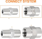 GASHER 4PCS 304 Stainless Steel Pipe Fitting, Hex Nipple Hex Coupling, 1/2" x 1/2" NPT Male Thread Pipe, 1/2Inch x 1/2Inch NPT Female Thread Pipe