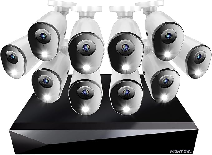 Night Owl 2-Way Audio 20 Channel DVR Video Home Security Camera System with (10) Wired 1080p HD Indoor/Outdoor Deterrence Cameras and 1TB Hard Drive (Add up to 4 Wi-Fi Cameras) (10 Camera)