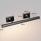 Picture Light, 30in Hardwired Picture Lights for Wall, Dimmable Poster Paintings Frames Light, Brass 4 Lighting Wall Sconces for Art Display Gallery Bathroom Living-Included Bulbs(Black)