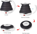 Ultrathin Upgraded Food Grade Silicone Travel Foldable Electric Kettle Boil Dry Protection Portable with Dual Voltage and Separable Power Cord,555ML 110-220V US Plug
