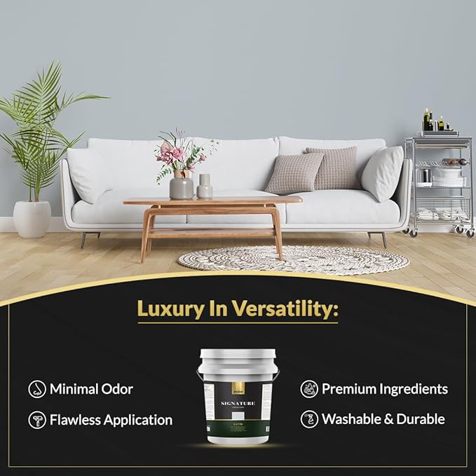 EVOLVE Signature Paint & Primer: Luxury Paint & Primer for Indoor & Outdoor Surfaces, Minimal Odor, Satin Sheen (Starship Gray, 5 Gallon)