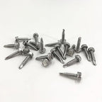 QSJ 160 PCS #8 x 3/4'' Sheet Metal Screws 410 Stainless Steel Hex Washer Head Fast Self Tapping Screws with Screwdriver