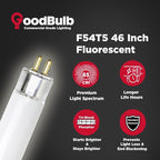 GoodBulb F54T5/835/ECO 54W 46 Inch T5 Fluorescent Light Bulb 3500K Soft White Color Medium Bi-Pin Base 4950 Lumens 85 CRI 36000 Life Hours Instant/Programmed Start Pack of 40 Bulbs