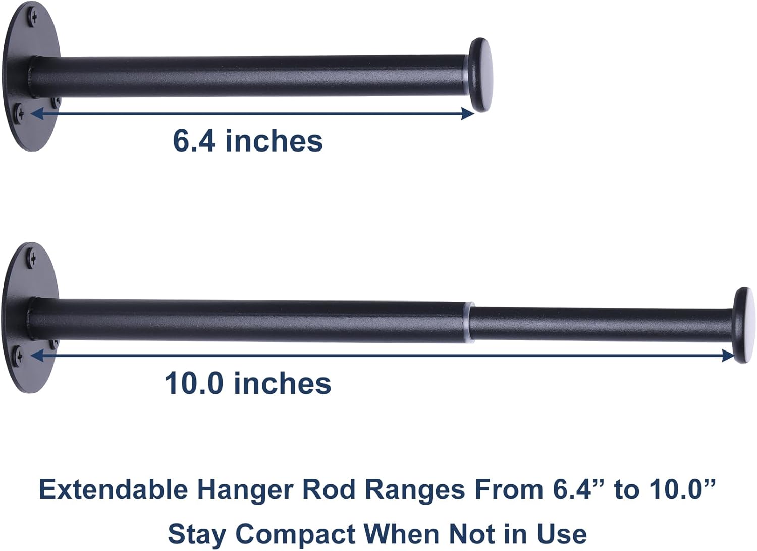 4 Pack Retractable Hanger Holder for Laundry Room, Wall Mount Organizer Rack for Lightweight Clothes, Space Saving Laundry Hook Rod, Keep Empty Hangers Handy, Black