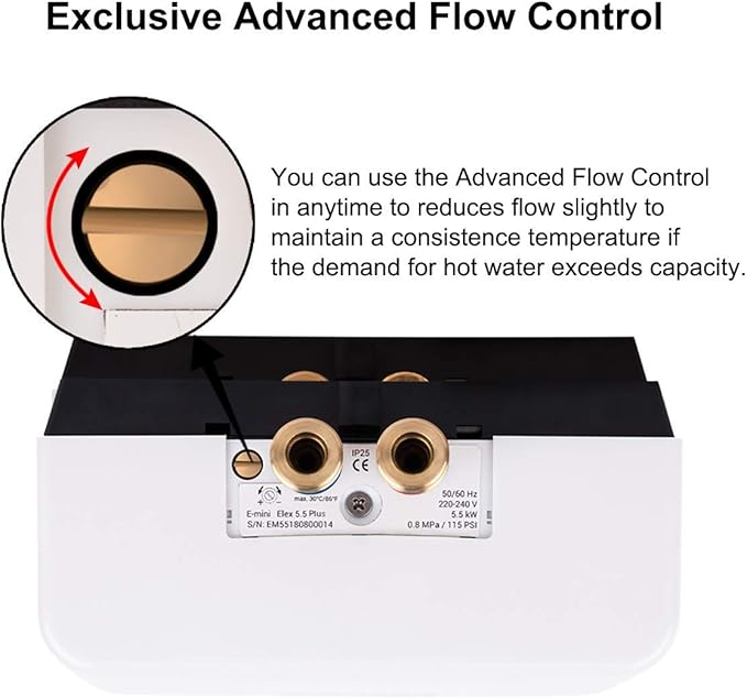 Thermoflow 240V Electric Mini Tankless Water Heater Point of Use On Demand Instant Hot Water Heater for Sinks Wall Mounted, CSA Certified 5.5kW Hard Wired