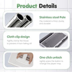 Disposable Dust Mop with 4 Reusable Cloths, Flat Mop with Disposable Pads, 39" Long Handle Wet and Dry Mopping Sweeper Stick with Locking Head & Sweeping Cloths for Multi Surface Floor Cleaning