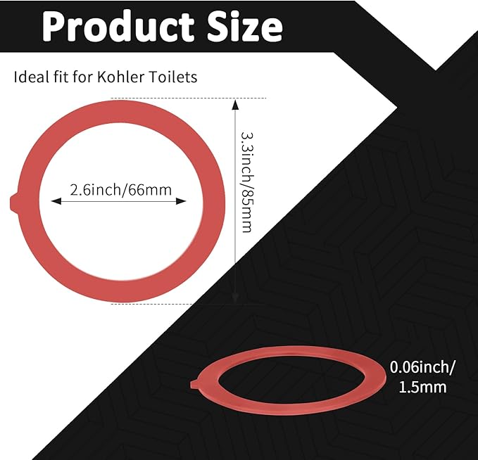 Flush Valve Seal for Kohler, Canister Flush Valve Toilet Tank Gasket Replacement Parts Compatible Kohler K-GP1059291 K-4436, Upgraded Silicone Material Toilet Repair Kit Inside Tank, 2Pcs