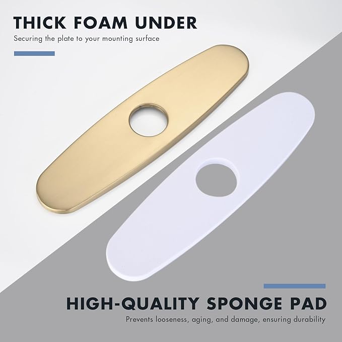 Faucet Cover Plate, Stainless Steel Deck Plate for Kitchen Sink Faucet Single Hole or Bathroom Faucet 1-3 Hole Faucet Hole Cover Round 10 Inch (Brushed Gold)