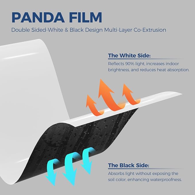 ALORAIR Crawl Space Vapor Barrier 14 mil 10'x50', Drop Cloth Vapor Barrier Covering for Crawlspace Encapsulation Moisture Control, Thick Plastic Sheeting Heavy Duty, Black and White Panda Film