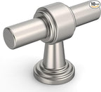 Amerdeco 10 Pack Brushed Satin Nickel Cabinet Knobs 1.46 Inch(37mm) Single Hole Cabinet Handles Rectangle Dresser Knobs Drawer Knobs and Pulls for Bathroom Cabinets ZH0069