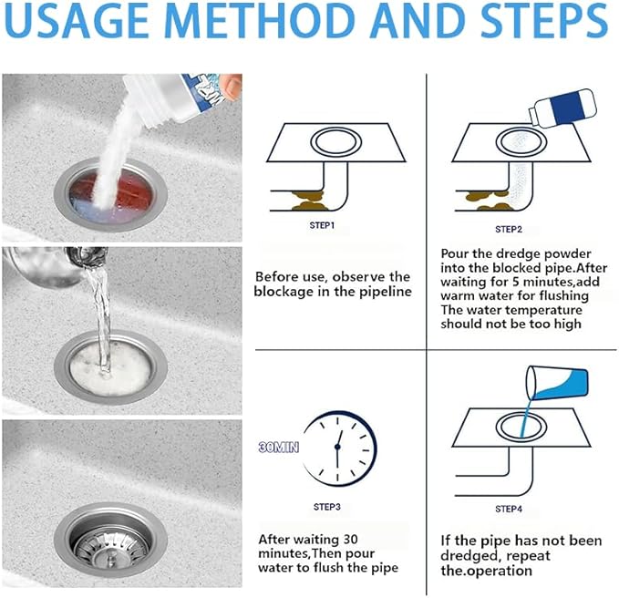 (2PCS) Wild Tornado Sink & Drain Cleaner Powder - Pipeline Dredging Agent for Kitchen & Bathroom, Suitable For All Sewers